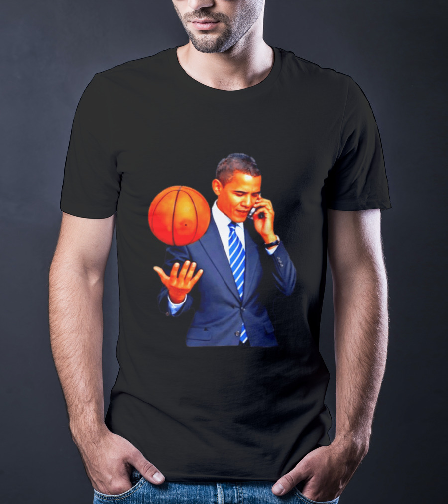 Barack Obama Basketball Phone Call In Suit And Tie T-Shirt