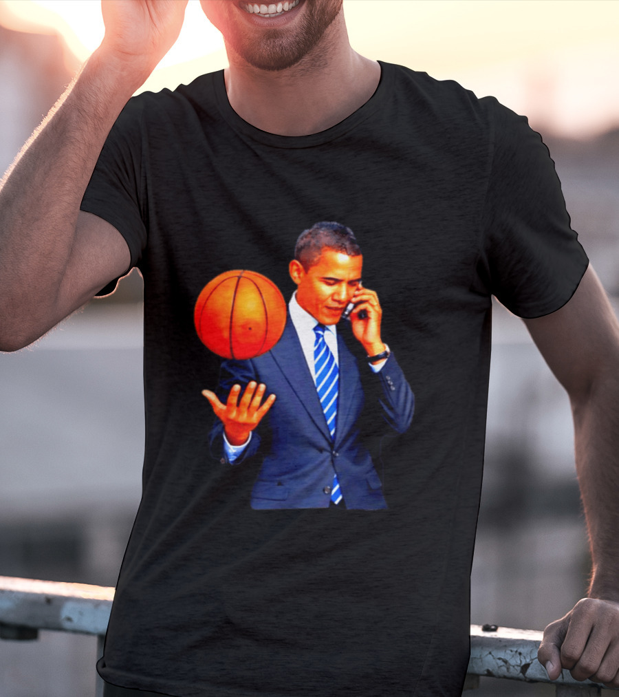 Barack Obama Basketball Phone Call In Suit And Tie T-Shirt