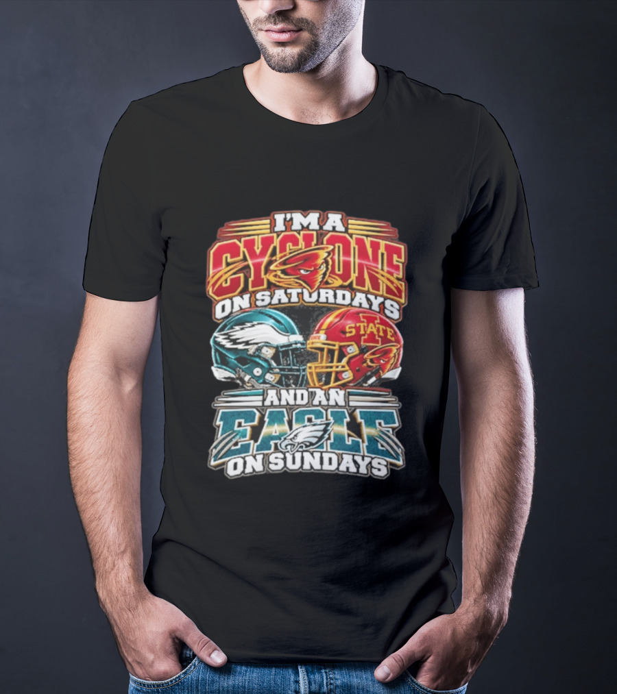 I'm A Cyclone On Saturdays And A Eagle On Sundays Helmet Fan Gear T-Shirt