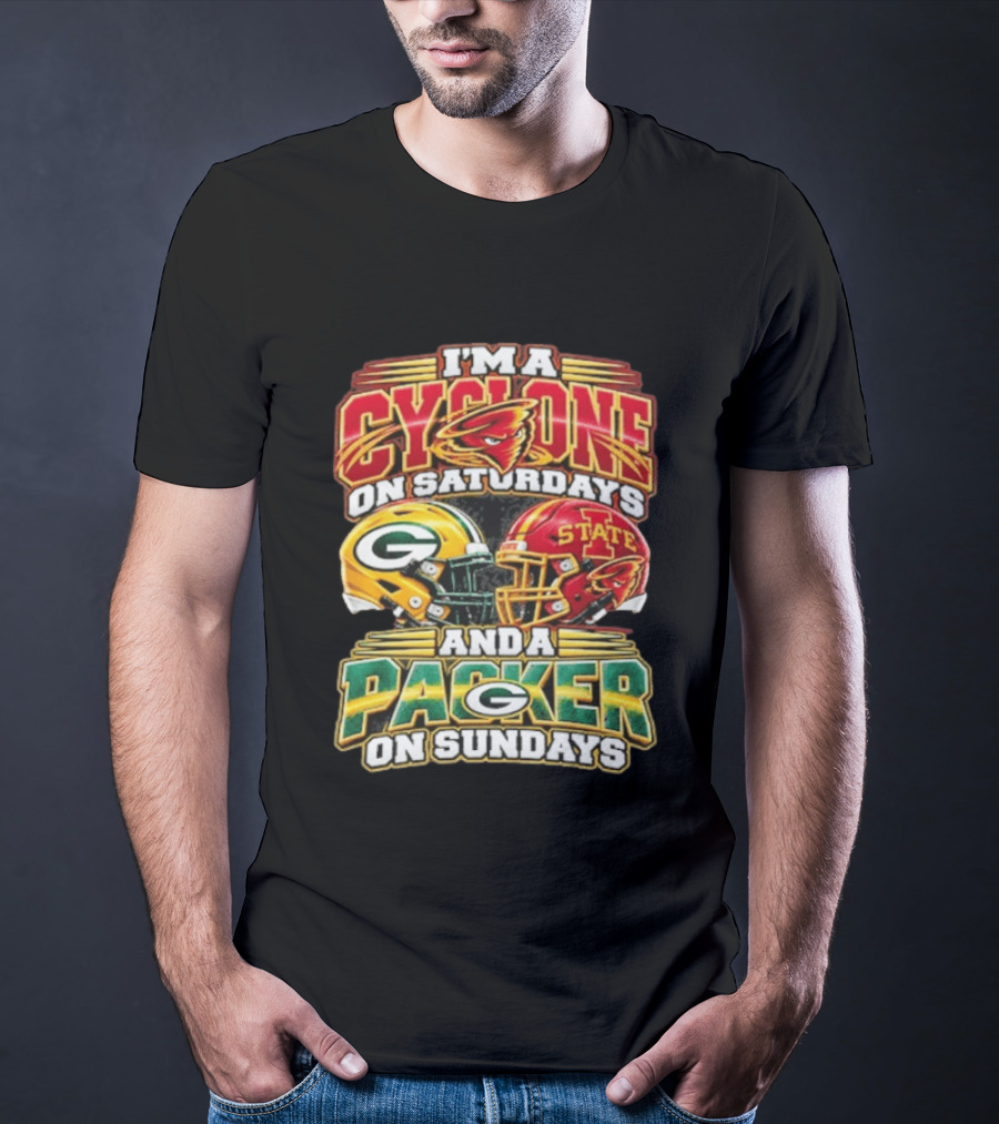 I'm A Cyclone On Saturdays State Helmet And A Packer On Sundays T-Shirt