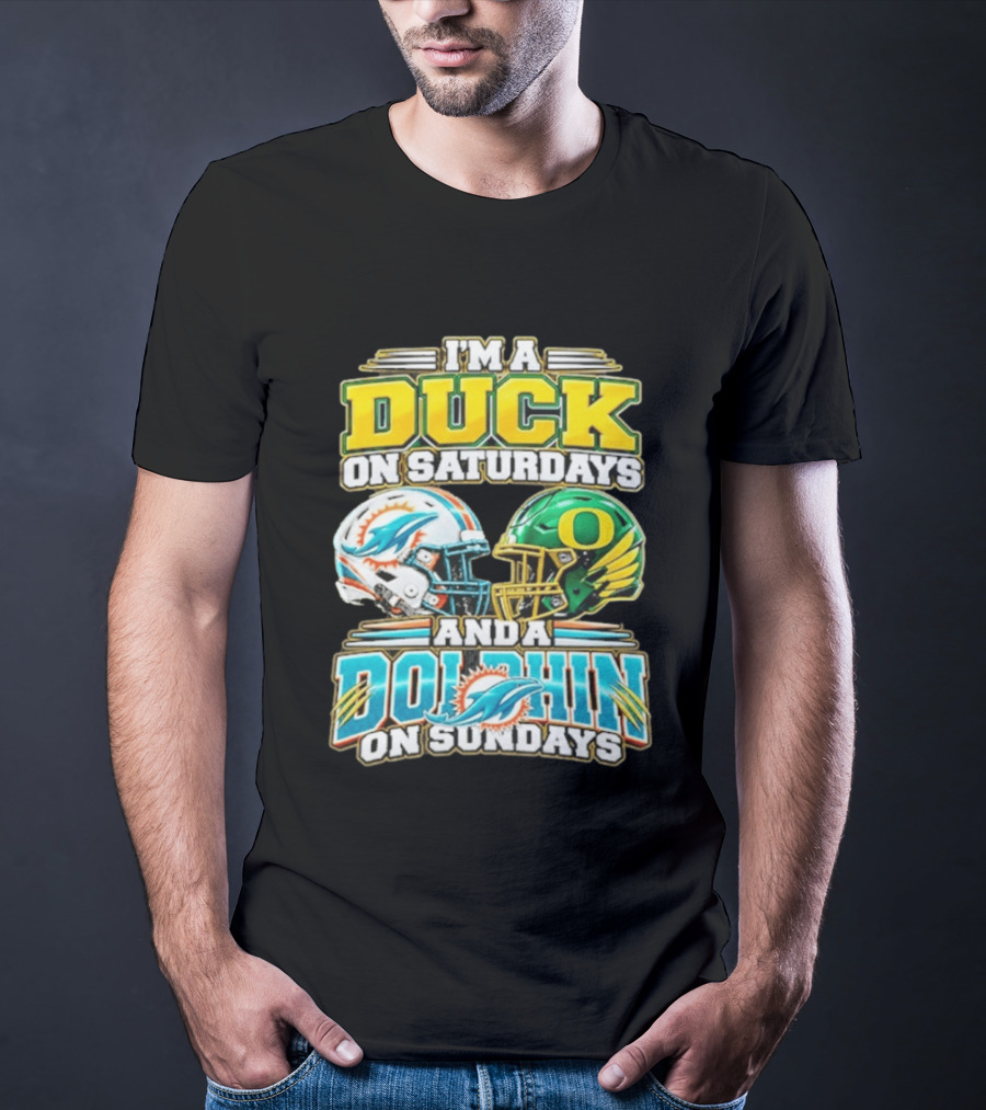 I'm A Duck On Saturdays And A Dolphin On Sundays Football Helmets T-Shirt