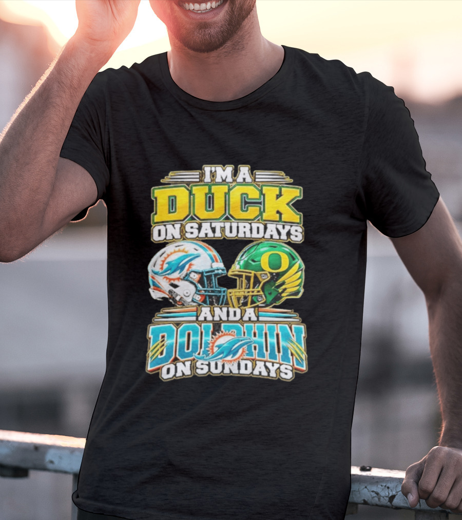 I'm A Duck On Saturdays And A Dolphin On Sundays Football Helmets T-Shirt