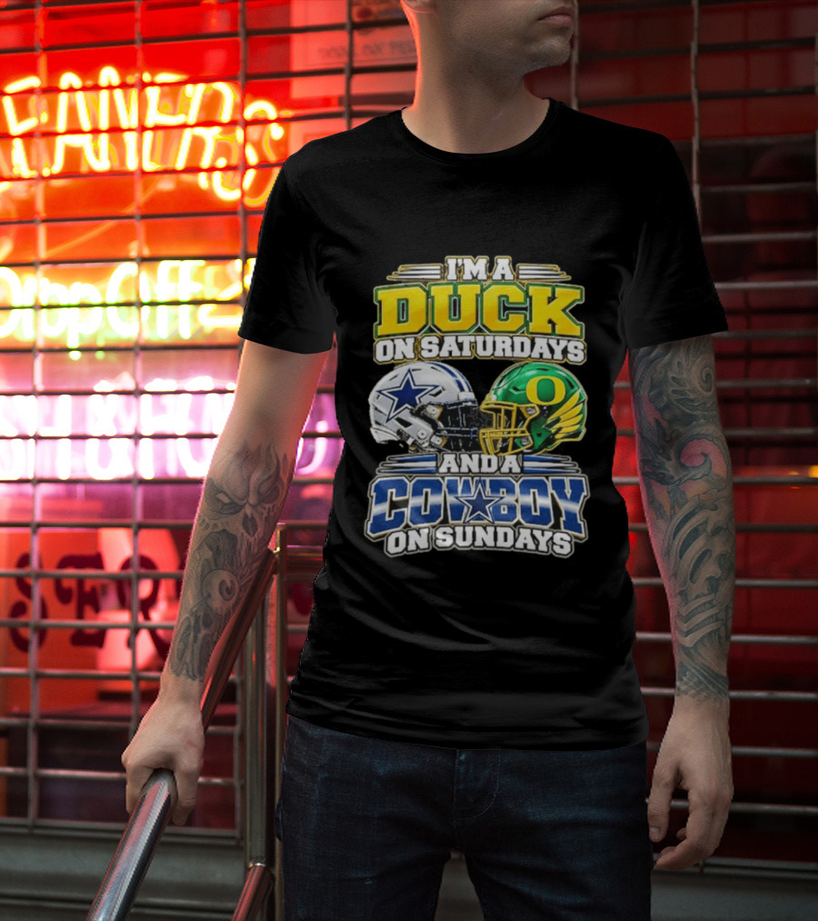 I'm A Duck On Saturdays And A Cowboy On Sundays Football Helmets T-Shirt