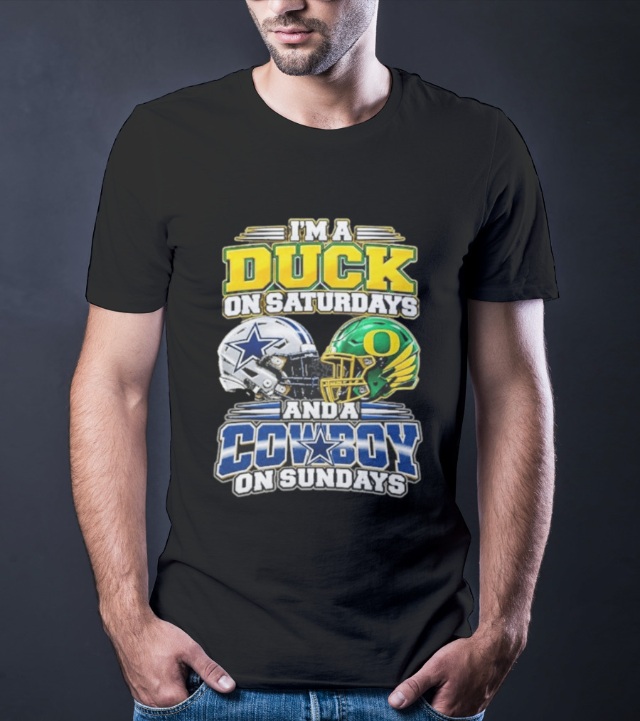 I'm A Duck On Saturdays And A Cowboy On Sundays Football Helmets T-Shirt