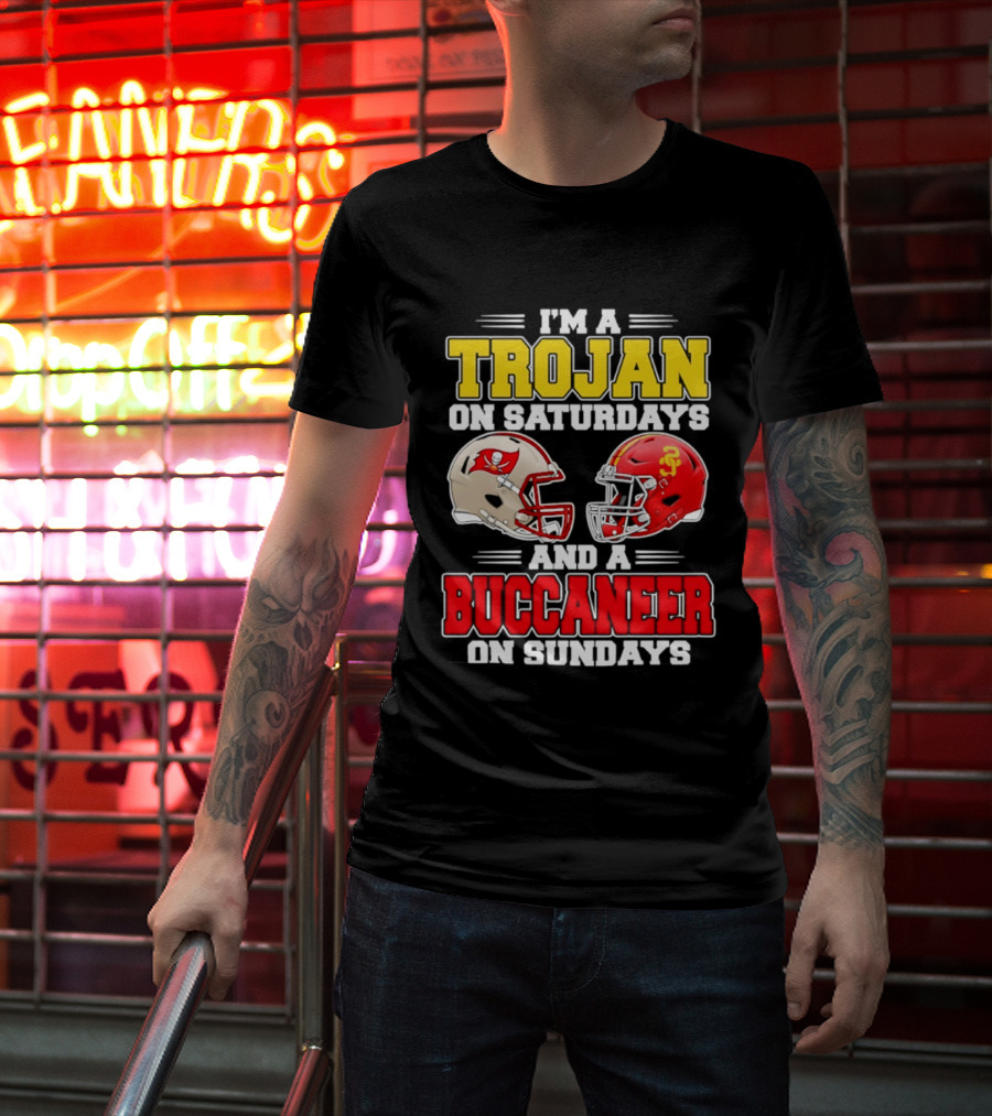 I'm A Trojan On Saturdays And A Buccaneer On Sundays Football Helmet T-Shirt