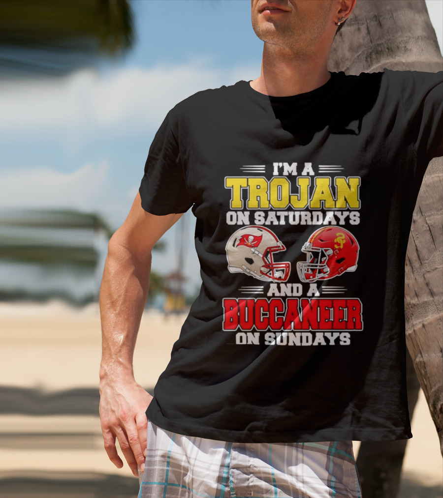 I'm A Trojan On Saturdays And A Buccaneer On Sundays Football Helmet T-Shirt