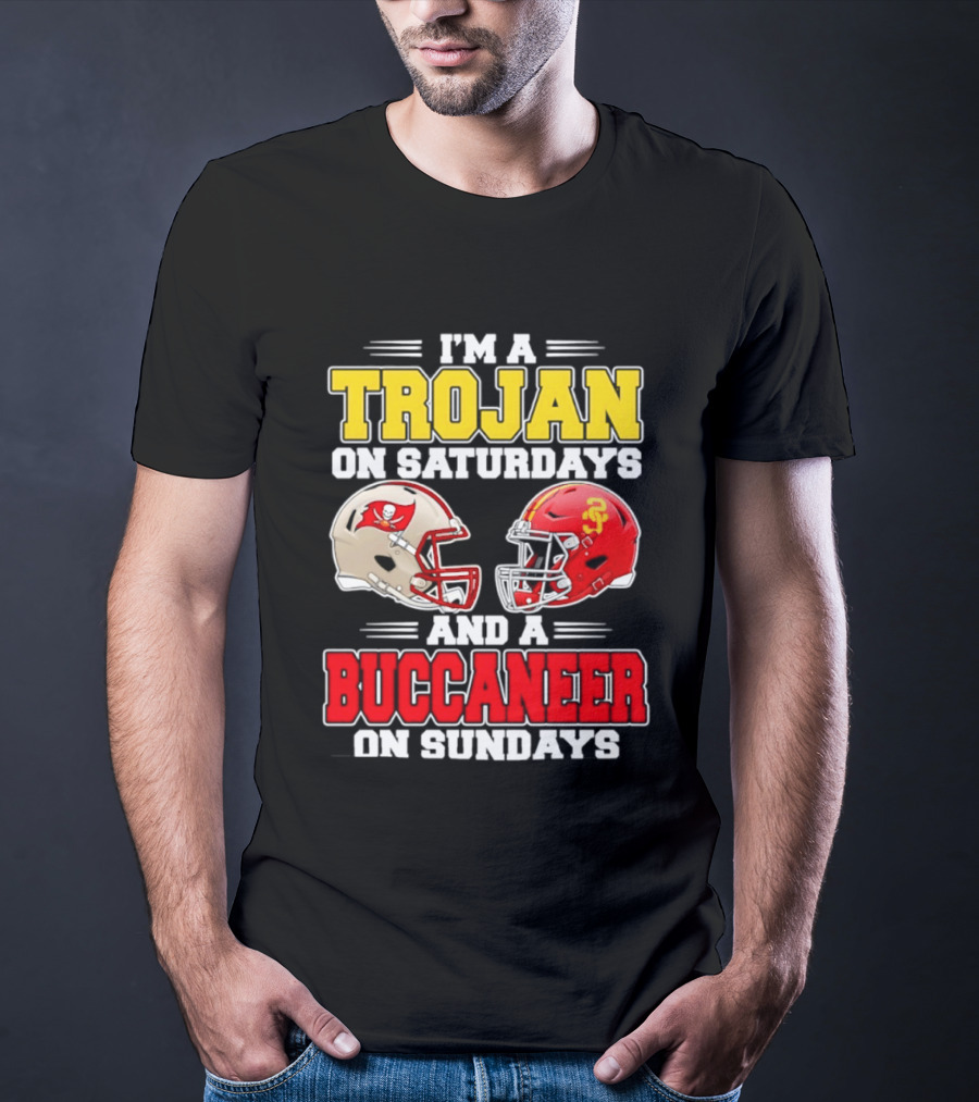 I'm A Trojan On Saturdays And A Buccaneer On Sundays Football Helmet T-Shirt