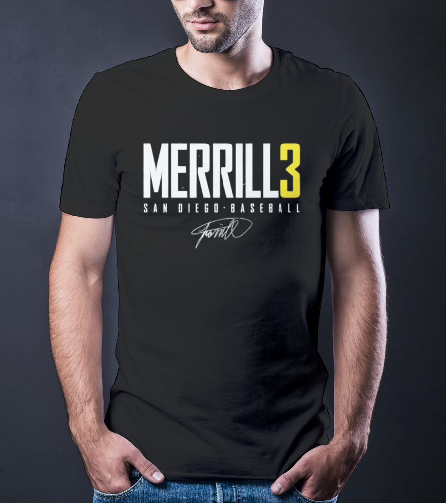 Jackson Merrill 3 San Diego Padres Name And Number Singature T-Shirt