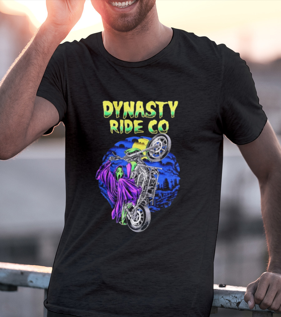 Dynasty Ride Co Ghostface 2026 Halloween Motorcycle Adventure T-Shirt