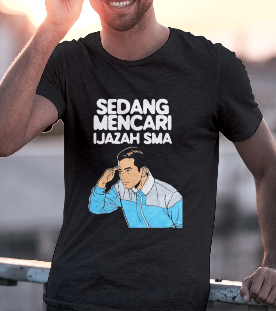 Sedang Mencari Ijazah SMA Man In Blue Jacket Visual T-Shirt