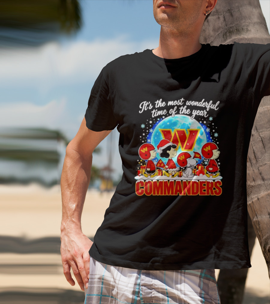 Peanuts Washington Commanders 2026 Christmas It's The Most Wonderful Time Of The Year T-Shirt