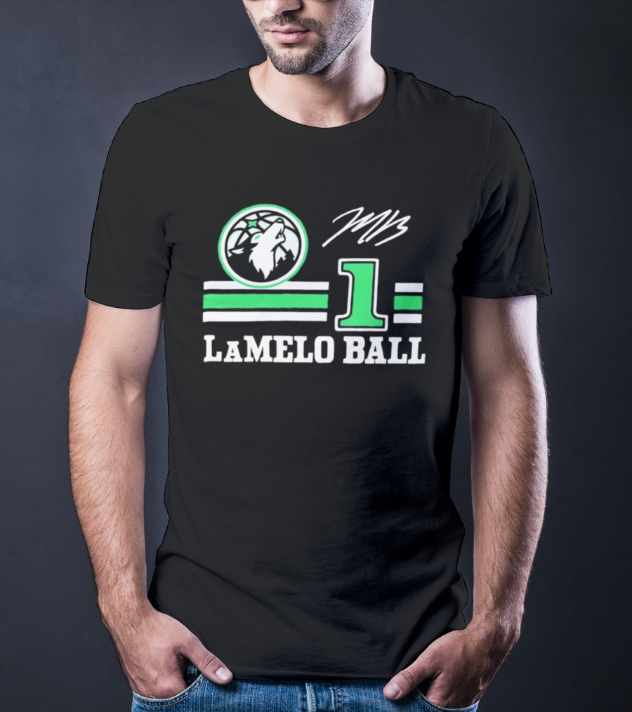 LaMelo Ball 1 Timberwolves Logo MB Signature NBA Basketball T-Shirt