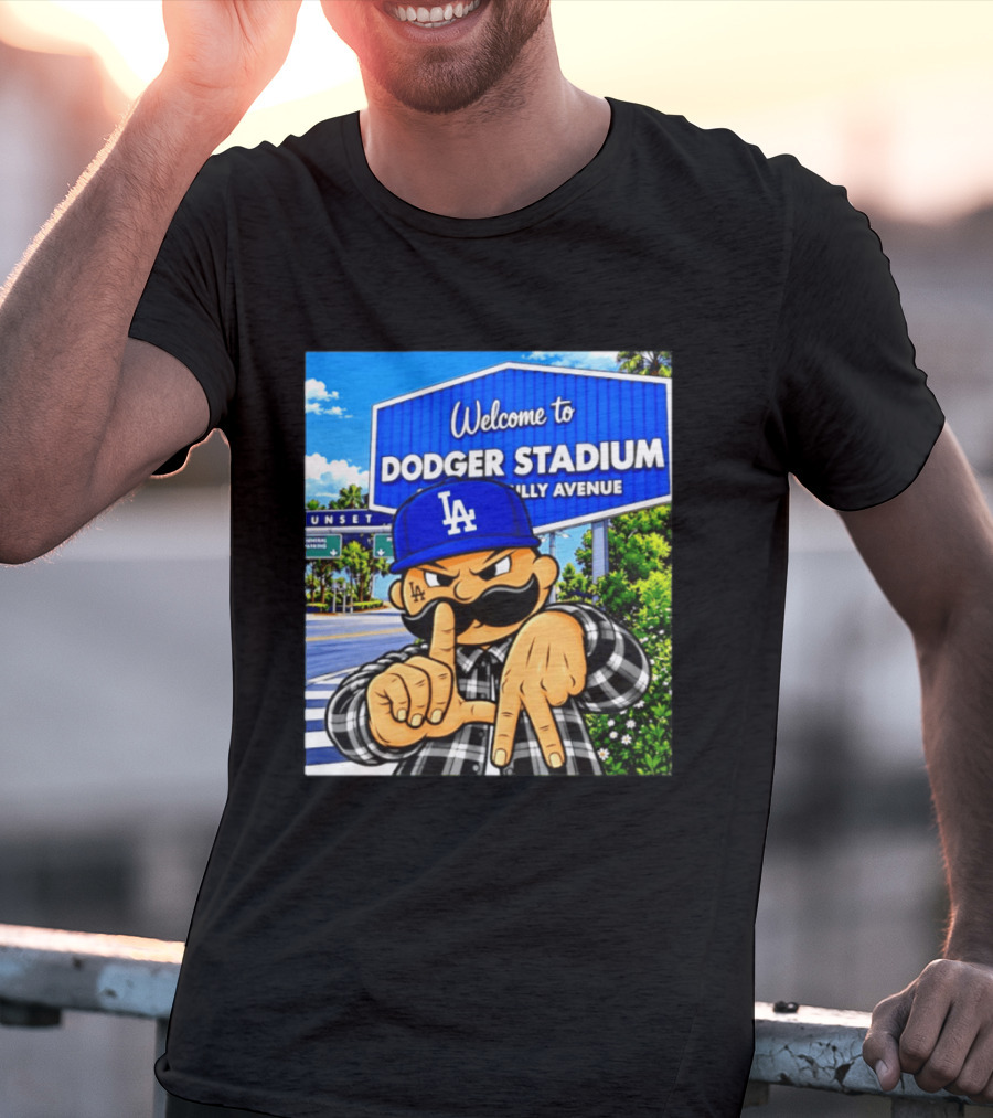 Welcome To Dodger Stadium Sunset Billy Avenue LA Dodgers Cholo T-Shirt