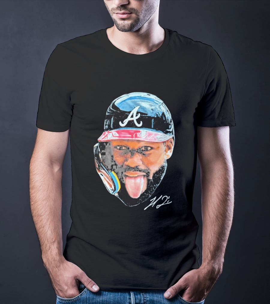 Michael Harris II Atlanta Braves Big Head Icon Signature T-Shirt