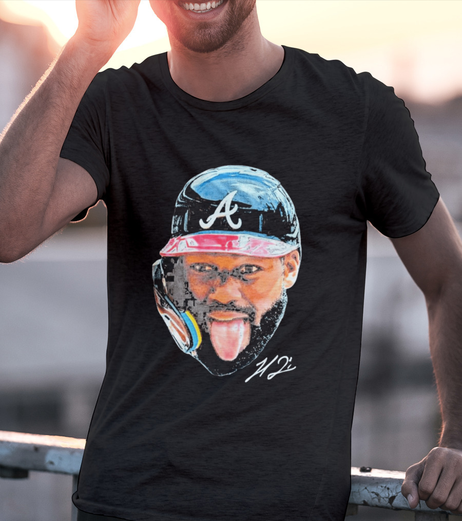 Michael Harris II Atlanta Braves Big Head Icon Signature T-Shirt