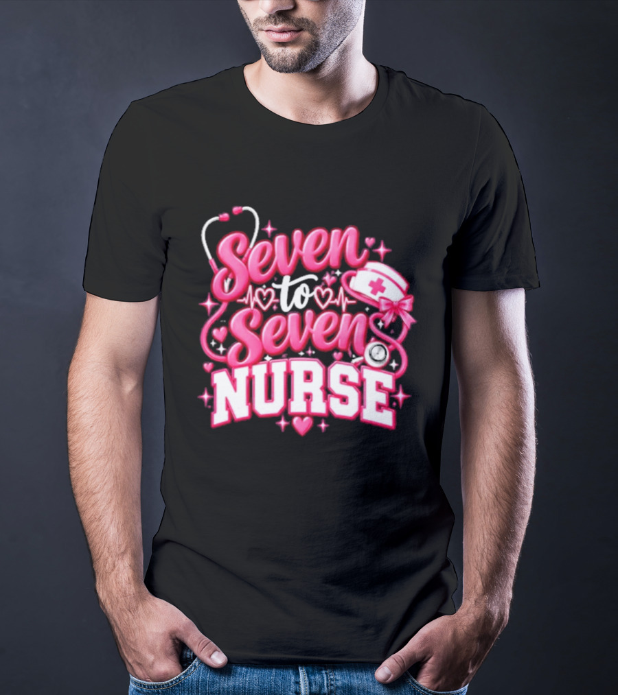 Seven To Seven Nurse Heartbeat And Stethoscope T-Shirt