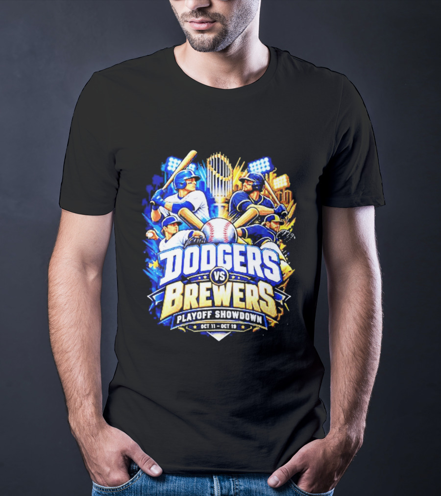 Dodgers Vs Brewers Playoff Showdown Oct 11 19 2026 T-Shirt