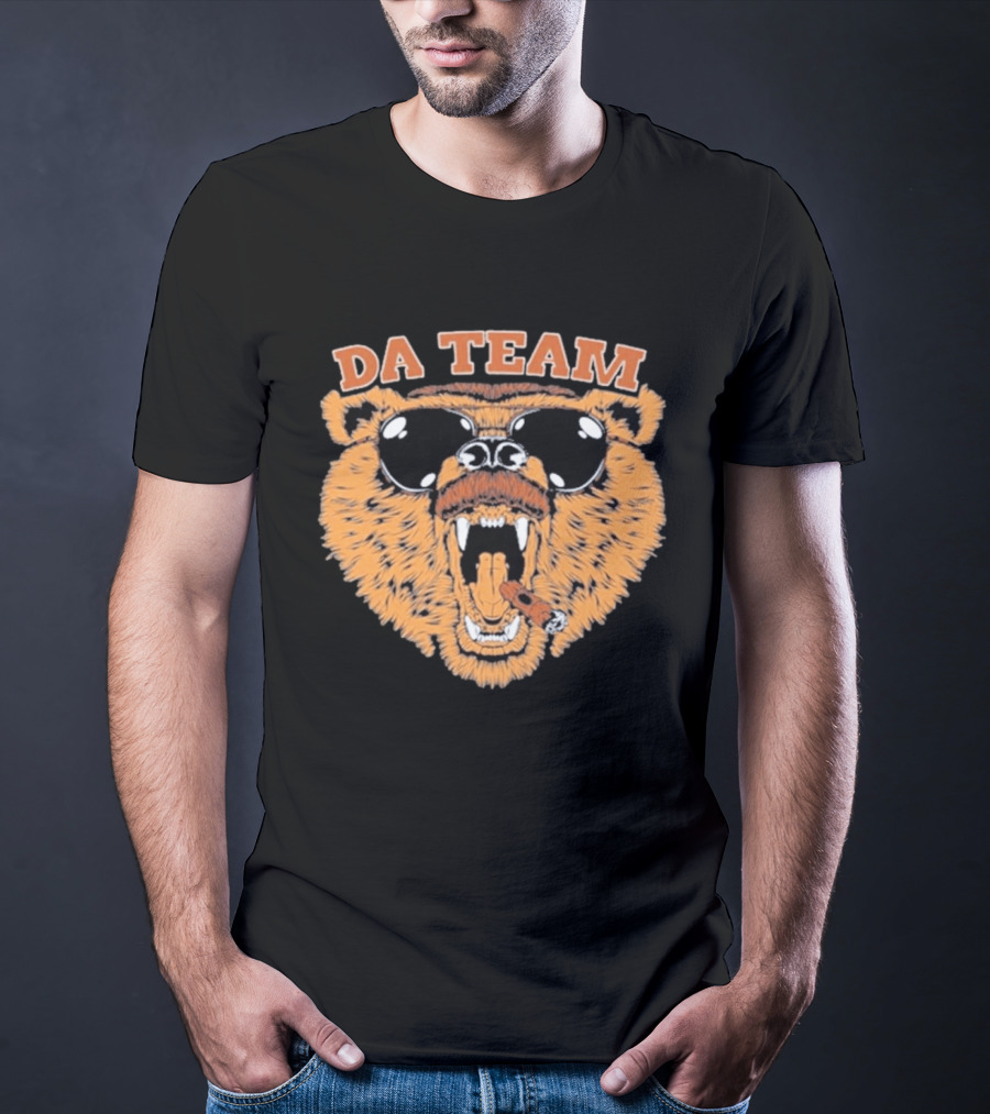 Chicago Bears Da Team Rip Da Coach Sunglasses Cigar Bear Face T-Shirt