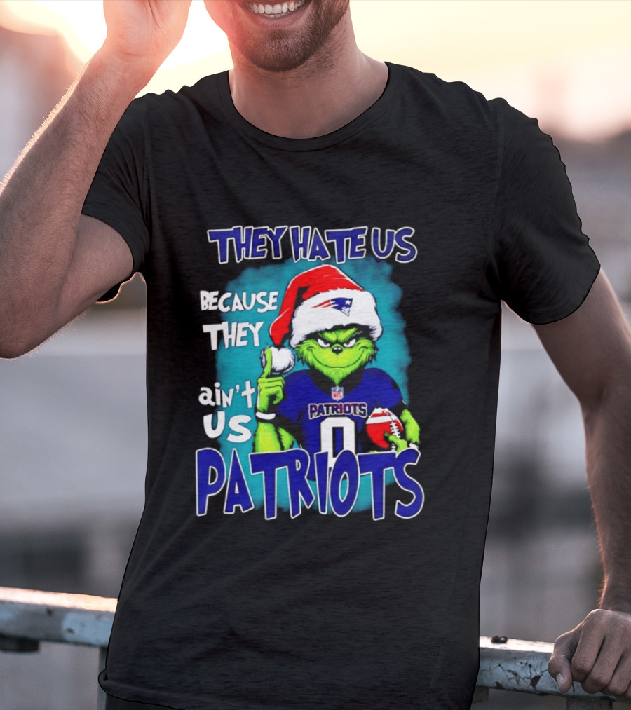 New England Patriots Grinch Santa 2026 They Hate Us Because They Ain't Us T-Shirt