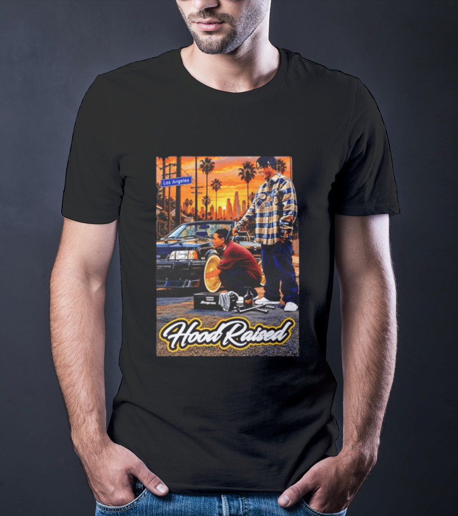 Hood Raised Los Angeles Ford Mustang Enthusiast Scene T-Shirt
