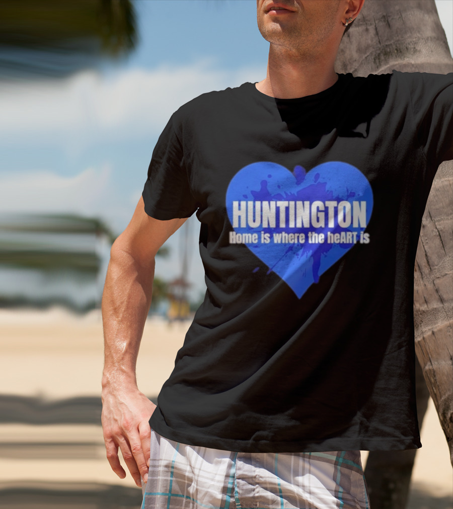 Huntington Home Is Where The Heart Is Blue Paint Splatter T-Shirt