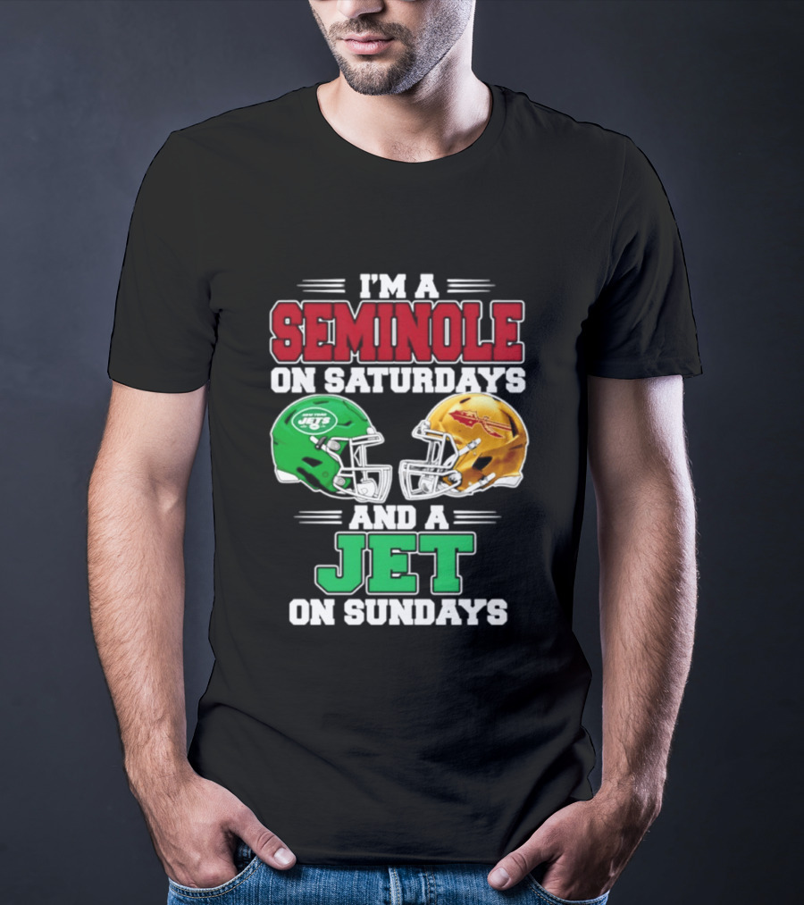 I'm A Seminole On Saturdays And A Jet On Sundays Football Helmets T-Shirt