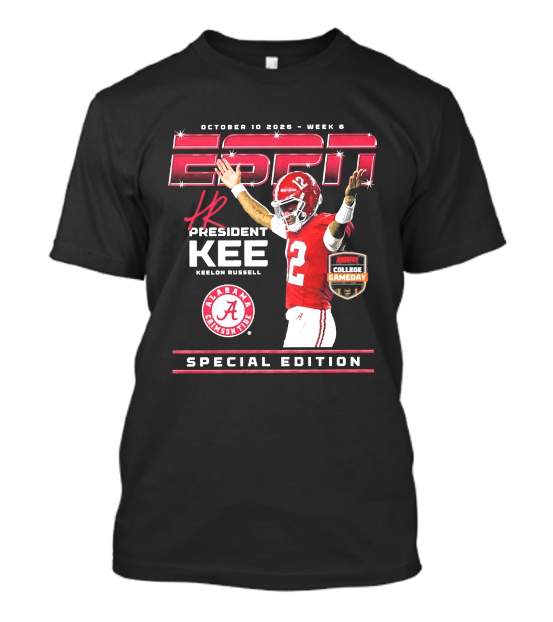 October 10 2026 Week 6 ESPN Alabama Crimson Tide Keelon Russell Special Edition T-Shirt