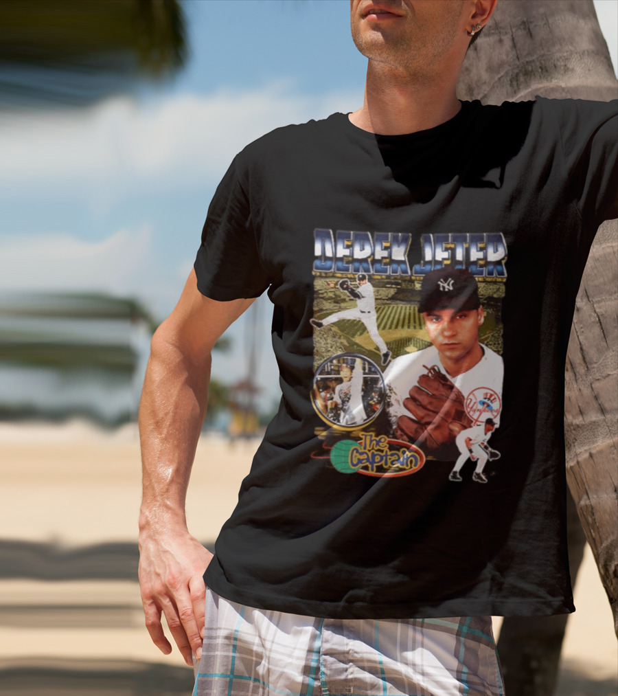 Derek Jeter New York Yankees The Captain MLB Player Tribute Two Sided T-Shirt