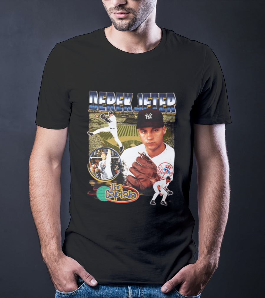 Derek Jeter New York Yankees The Captain MLB Player Tribute Two Sided T-Shirt