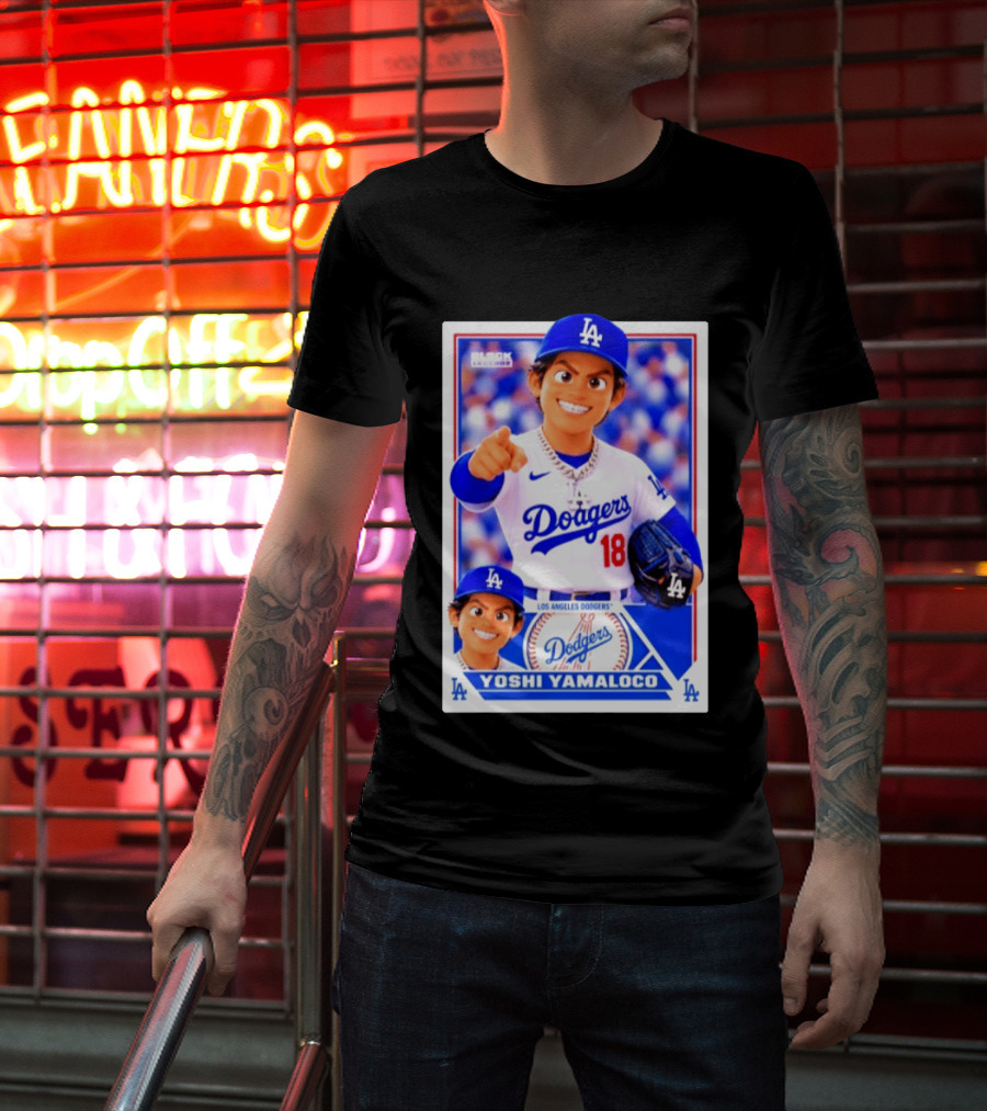 Block Legendz Yoshi Yamaloco Los Angeles Dodgers No 18 Baseball Card T-Shirt