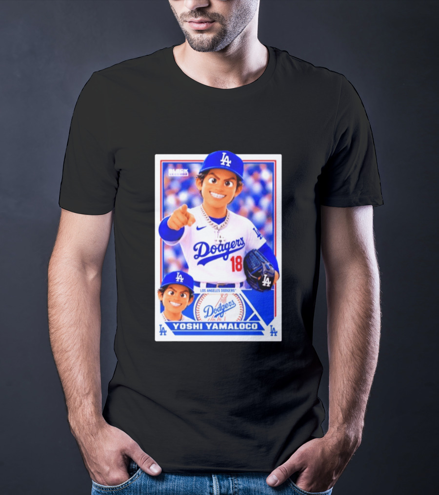 Block Legendz Yoshi Yamaloco Los Angeles Dodgers No 18 Baseball Card T-Shirt
