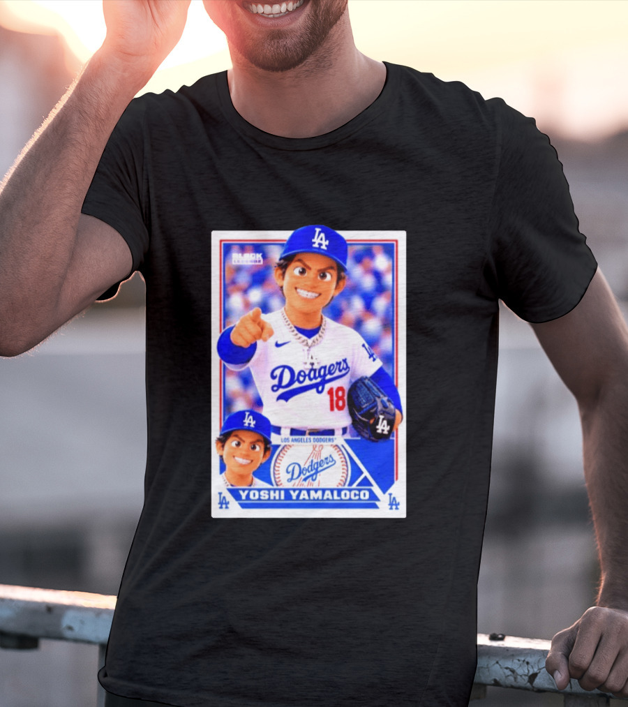 Block Legendz Yoshi Yamaloco Los Angeles Dodgers No 18 Baseball Card T-Shirt