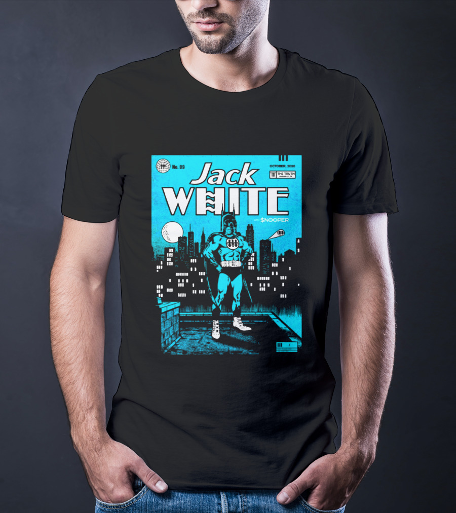 Jack White With Snooper Nashville TN 2026 Night 1 Live At The Truth October 9 Superhero Cityscape T-Shirt