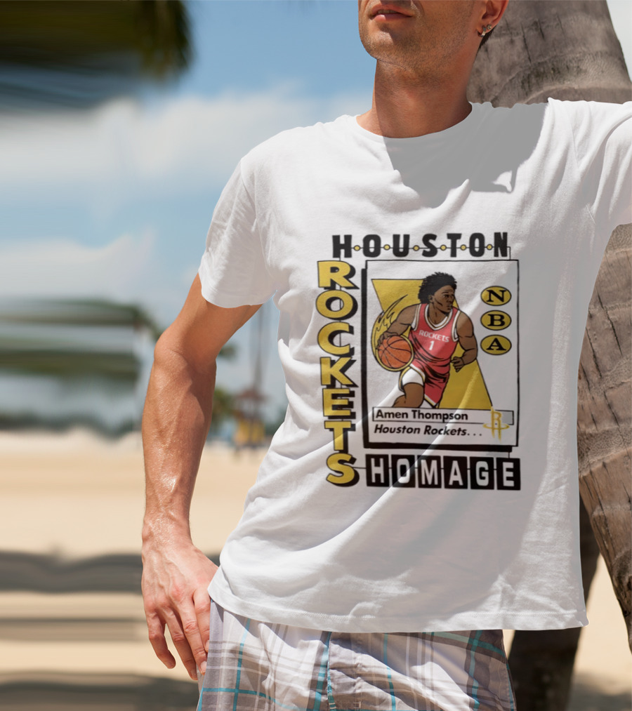Amen Thompson Houston Rockets NBA Homage Trading Card T-Shirt