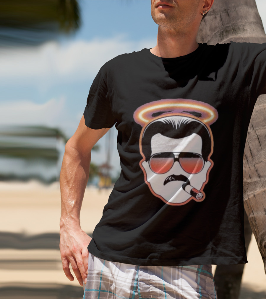Mike Ditka Chicago Bears Cigar Halo Sunglasses T-Shirt