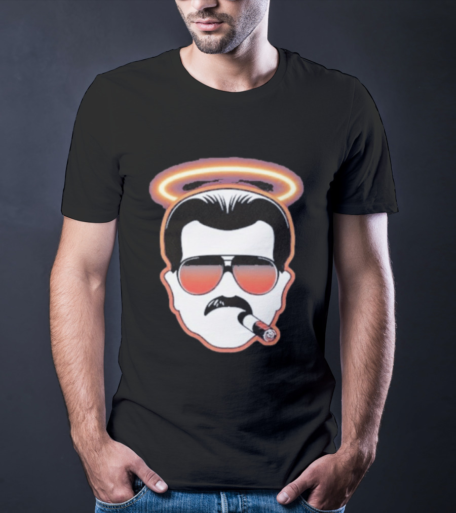 Mike Ditka Chicago Bears Cigar Halo Sunglasses T-Shirt