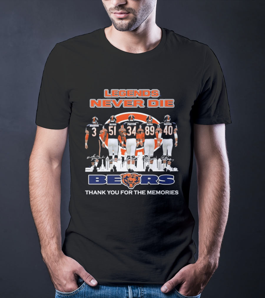 Legends Never Die Bears Thank You For The Memories 3 51 34 89 40 T-Shirt