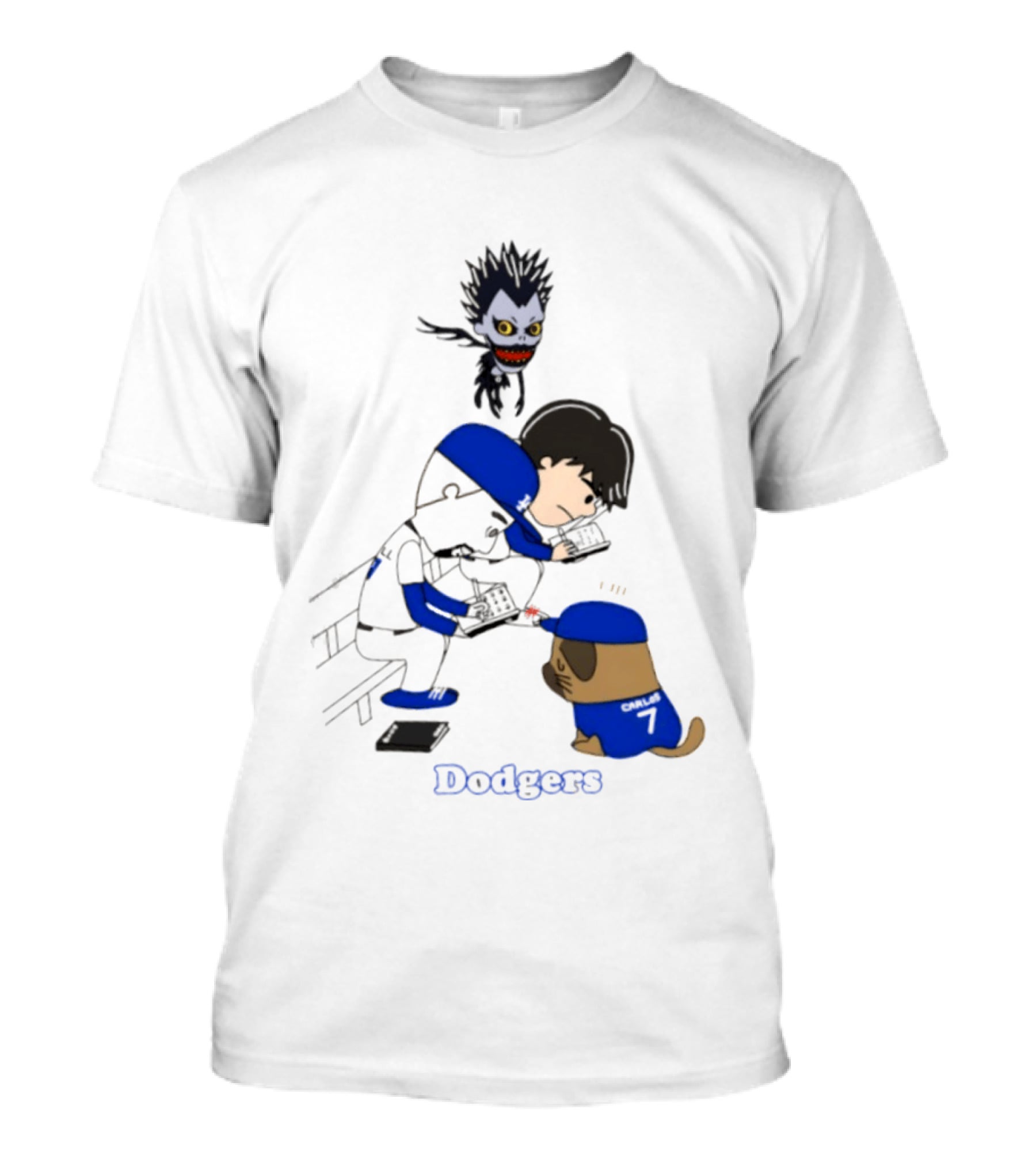 Death Note Dodgers Carlos Snell Baseball Cartoon Collaboration T-Shirt