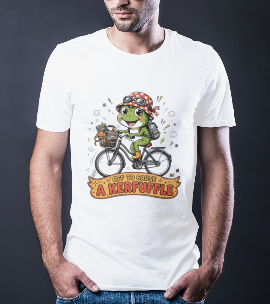 Frog On Bicycle Off To Cause A Kerfuffle Ride T-Shirt