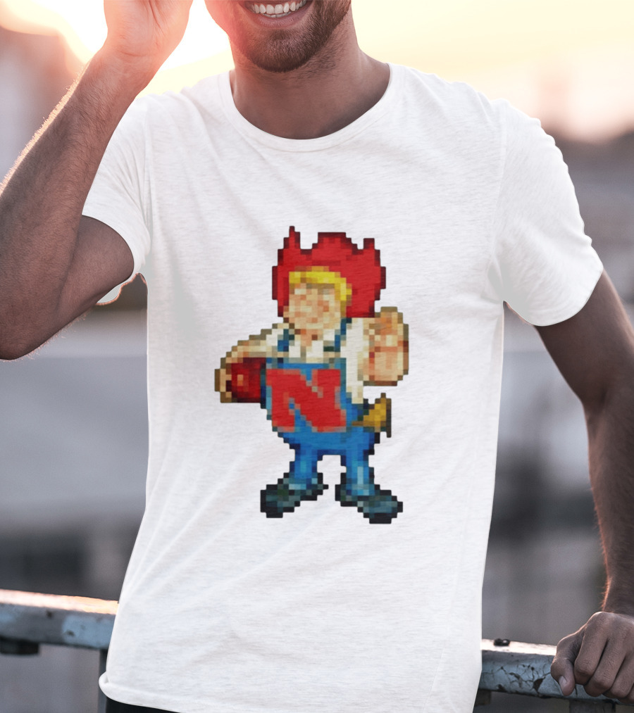 Herbie Husker Nebraska Cornhuskers Pixelated Character With Football T-Shirt