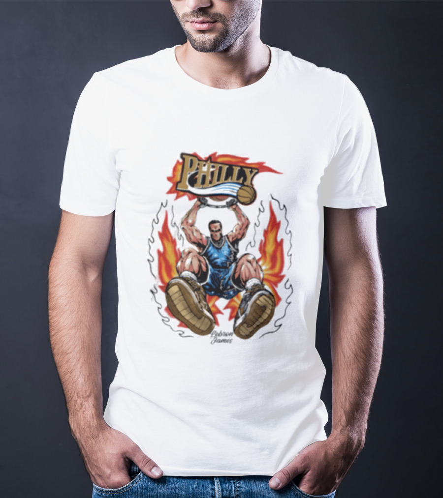 Philly Basketball Dunking Fireball Bootleg T-Shirt