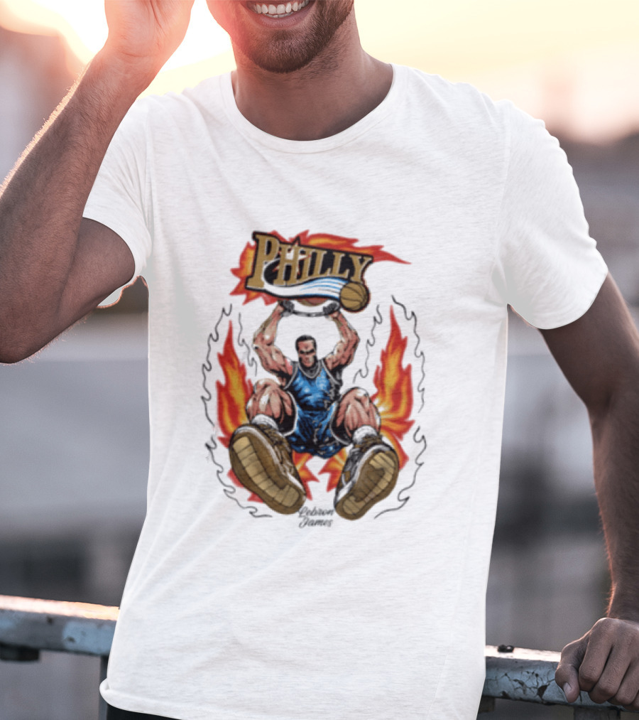 Philly Basketball Dunking Fireball Bootleg T-Shirt
