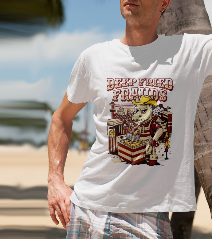 Oklahoma Sooners Beat Texas Longhorns Deep Fried Frauds Football 2026 Cow Mascot Cooking Satire T-Shirt
