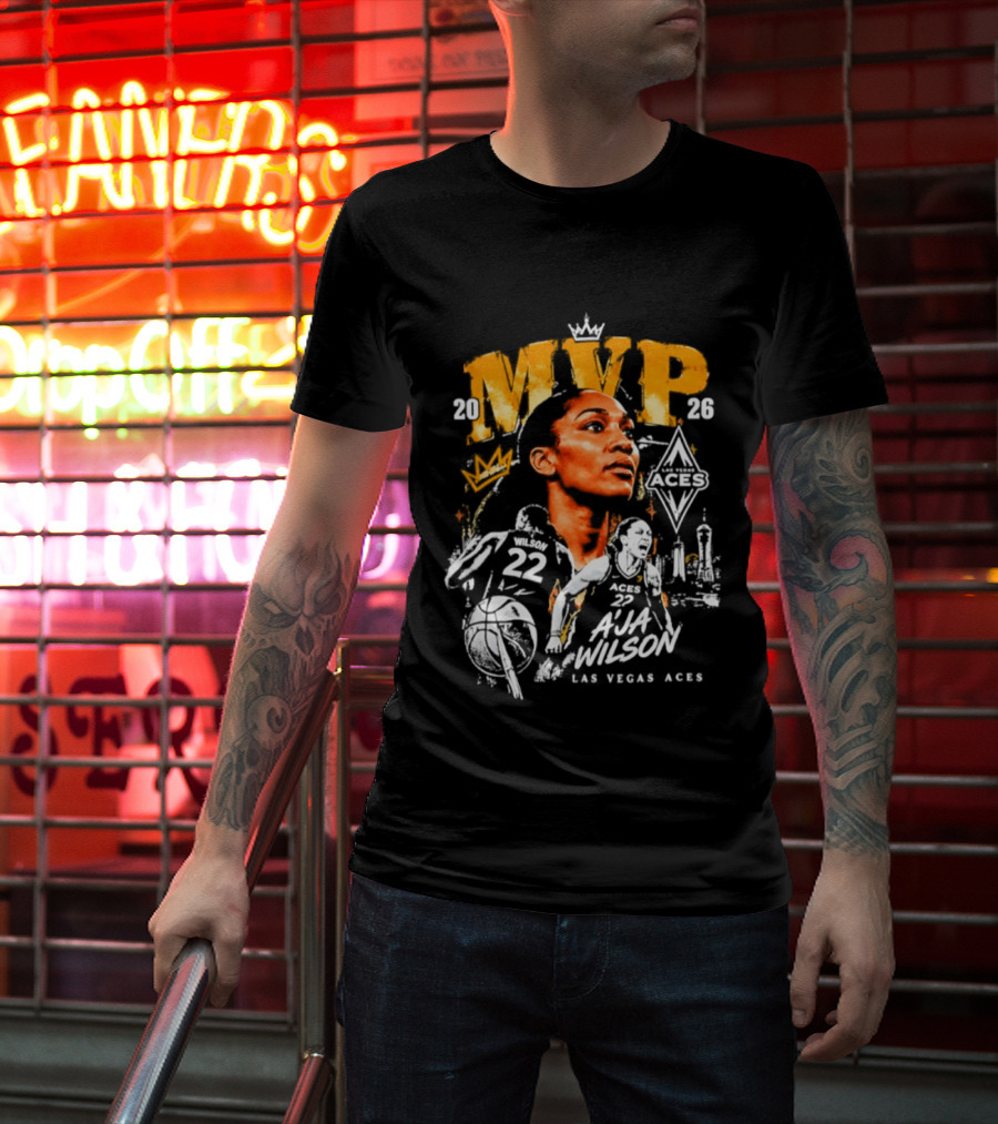 A'ja Wilson Las Vegas Aces MVP 2026 Crown Basketball T-Shirt