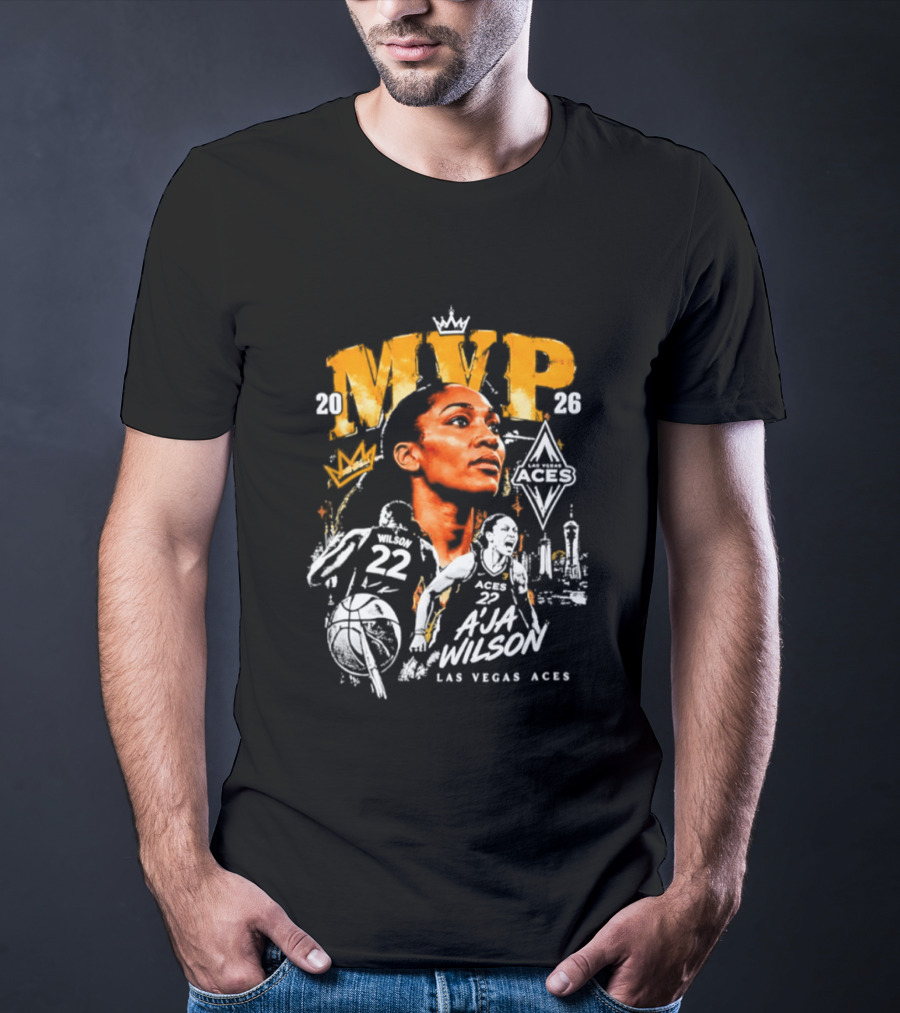 A'ja Wilson Las Vegas Aces MVP 2026 Crown Basketball T-Shirt