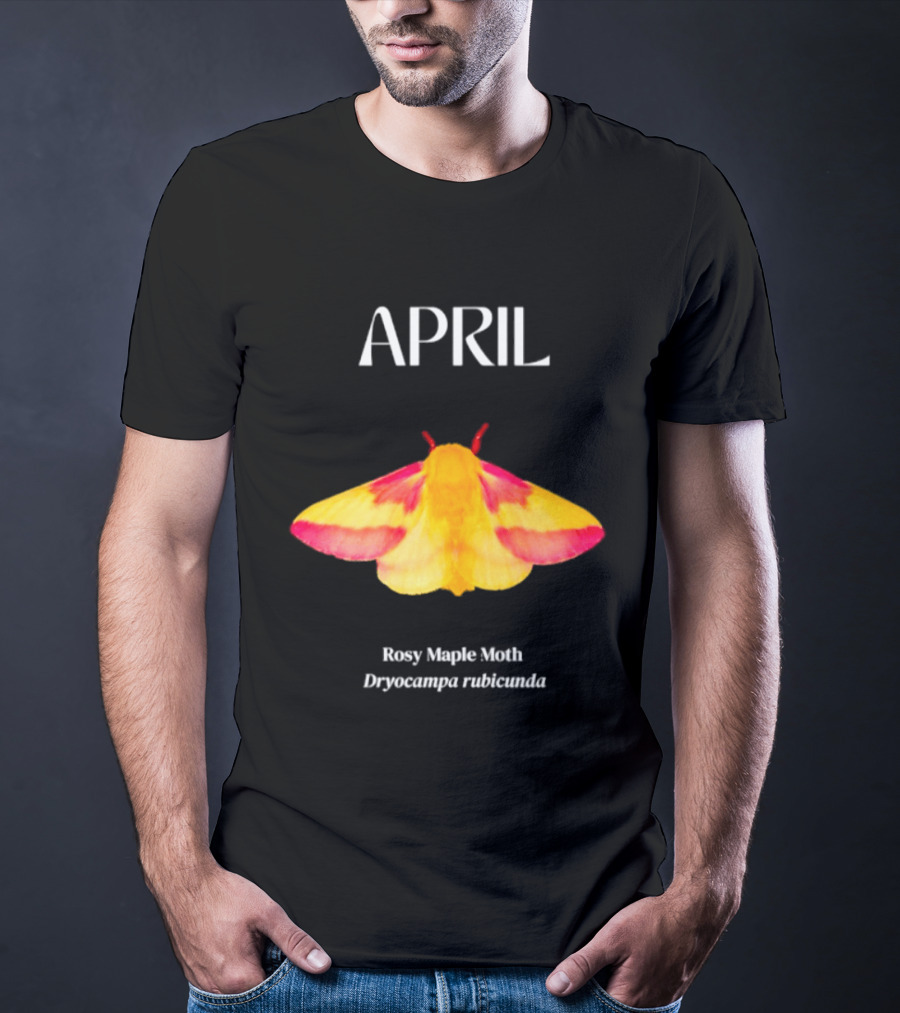 April Rosy Maple Moth Dryocampa Rubicunda Vibrant Yellow Pink Insect T-Shirt