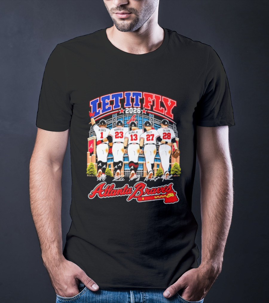 Atlanta Braves Let It Fly 2026 MLB Players Signatures T-Shirt