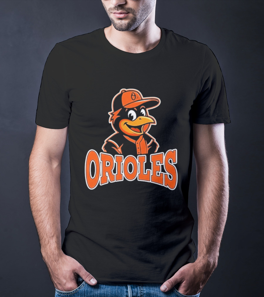 Baltimore Orioles Bird Cartoon Logo With Mascot Hat T-Shirt