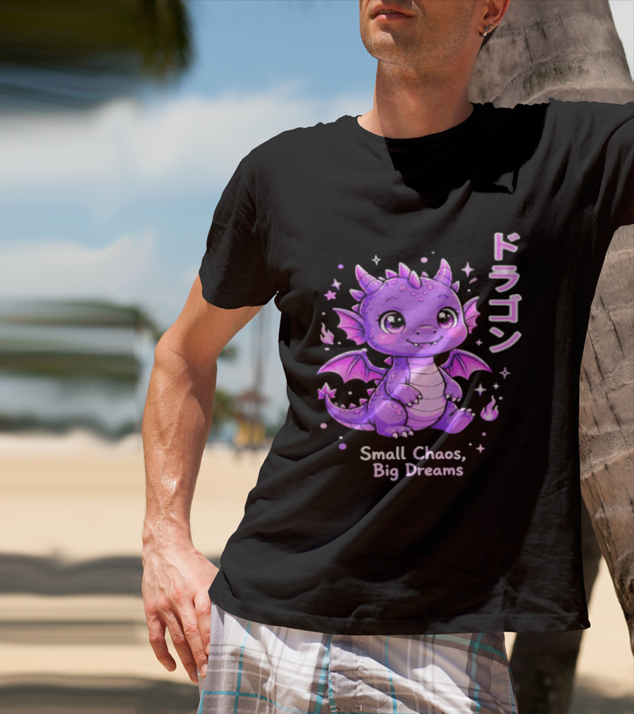 Dragon Small Chaos Big Dreams Purple Kawaii Anime T-Shirt