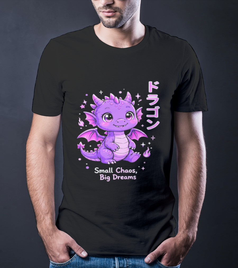 Dragon Small Chaos Big Dreams Purple Kawaii Anime T-Shirt